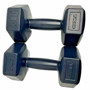 TKO Set of 2 Cement Filled Hex Dumbbells For Strength & Cardio Workouts 3 LBS EA